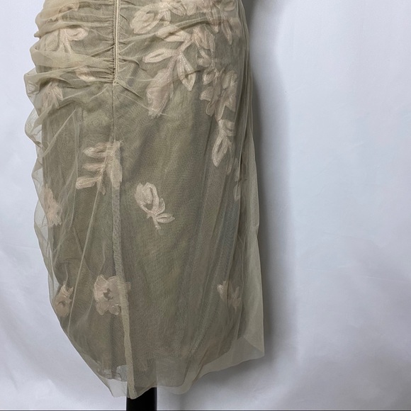 Tadashi Shoji Black w/ Ecru Mesh Draping Evening Dress, 10 - Picture 8 of 11